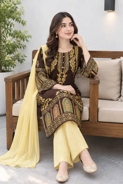 3 piece women suit linen fabric free home delivery