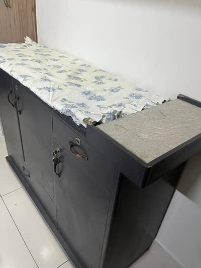 Wooden Iron Shelf with cabinets