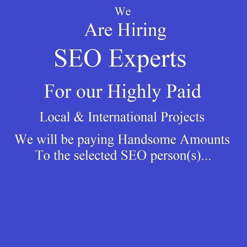 We are hiring SEO Experts | Highly Paid SEO Projects | Online SEO Jobs ...