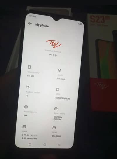 Itel s23 8gb 256gb with box back cover
