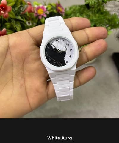 White Arabic Aura Watch - Unisex - Stylish for Boys and Girls