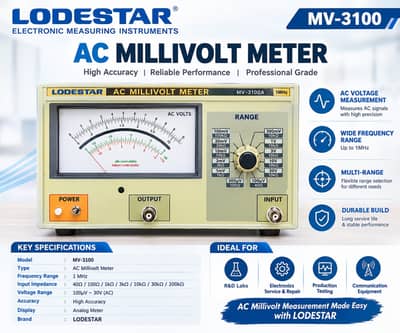 AC MILLIVOLT METER 1MHZ MV3100 LODESTAR