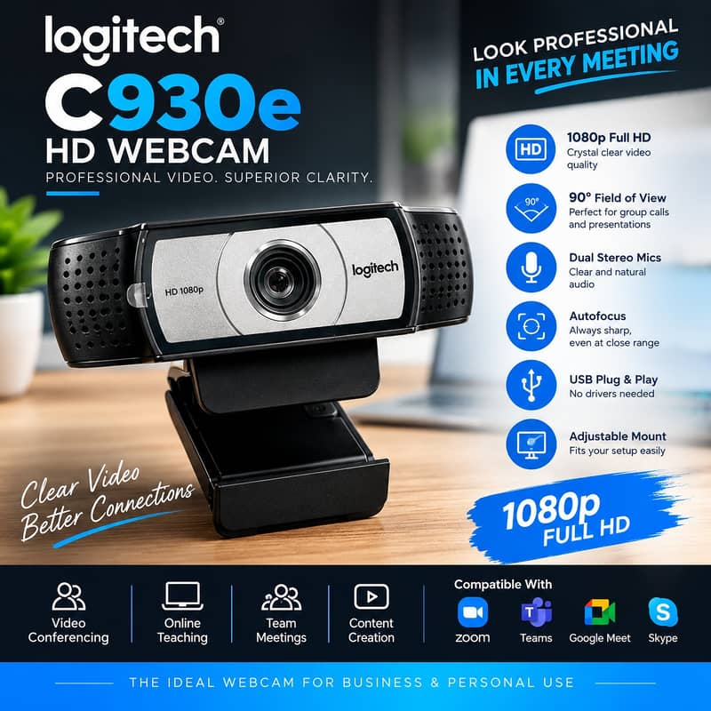 Logitech C930e HD Webcam 1080p 0