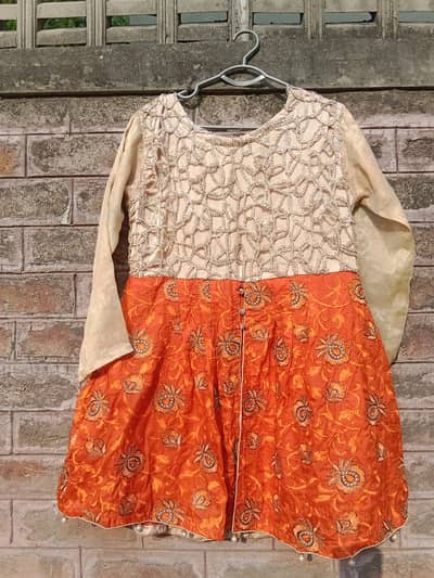 Beautiful Orange & Golden Embroidered Garara Dress – Wedding & Mehndi