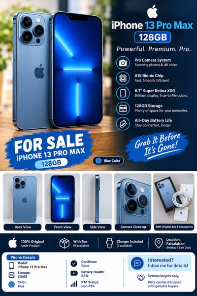 Apple iPhone 13 Pro Max 128GB – Sierra Blue