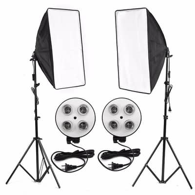 Pair of ES-470 Studio Lights with 50×70 Softboxes & Stands