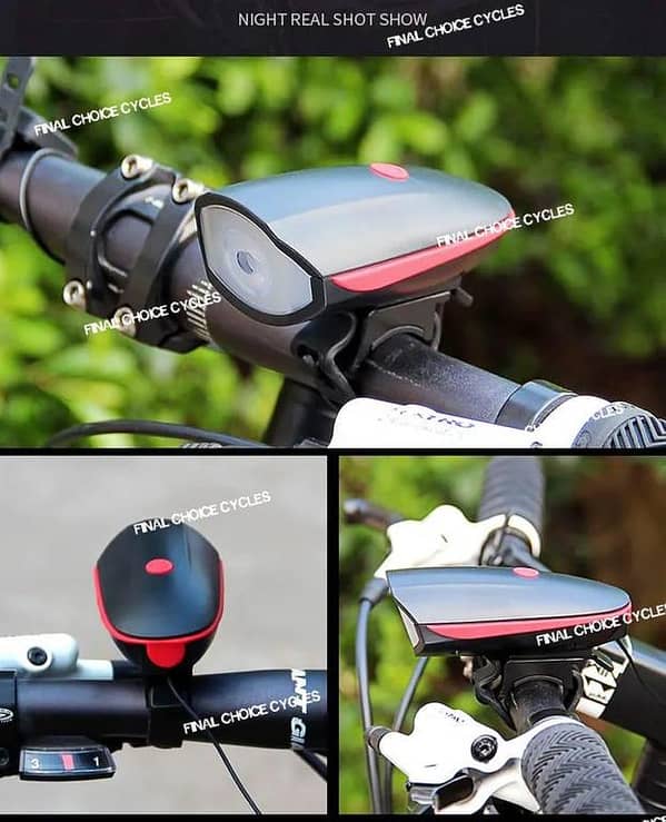 2-in-1 Super Bright TYPE C Rechargeable New Bicycle Light with 120dB Electric Horn Cycle  bicycle safety night Rider light