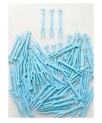 49-Piece Mini Plastic Fruit Picks Set – Light Blue Bento Box Food Forks for Kids & Parties E r6188