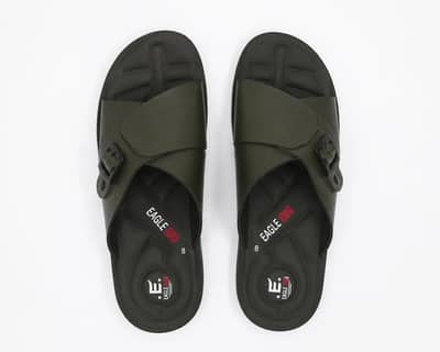 Men’s Olive Green Cross-Strap Slides