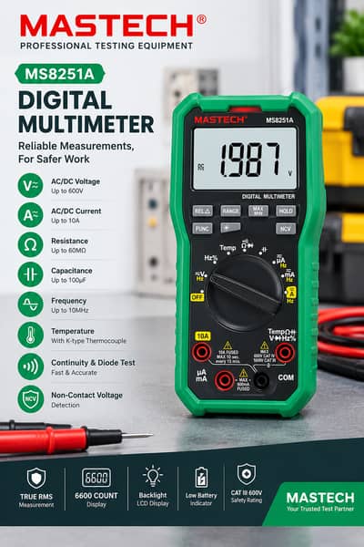 Digital Multimeter Mastech MS8251A |  6600 counts NCV Detection
