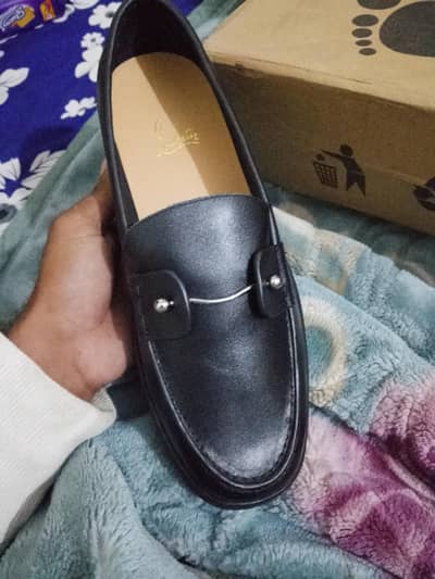 black loafer red bottom shoes size 43 with box