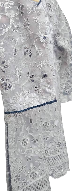 Elegant Silver Grey Embroidered Formal Dress – Beautiful Work