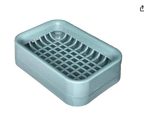 Mesh Drainage Soap Dish with Double-Layer Tray, Quick-Dry Plastic Soap Holder for Bathroom and Laundry Blue  R6183