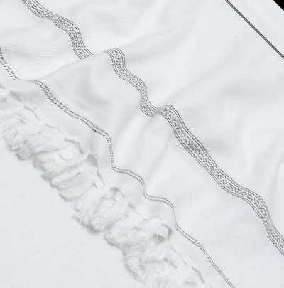 Men's Embroidered Acrylic Shawl White Winter Warm