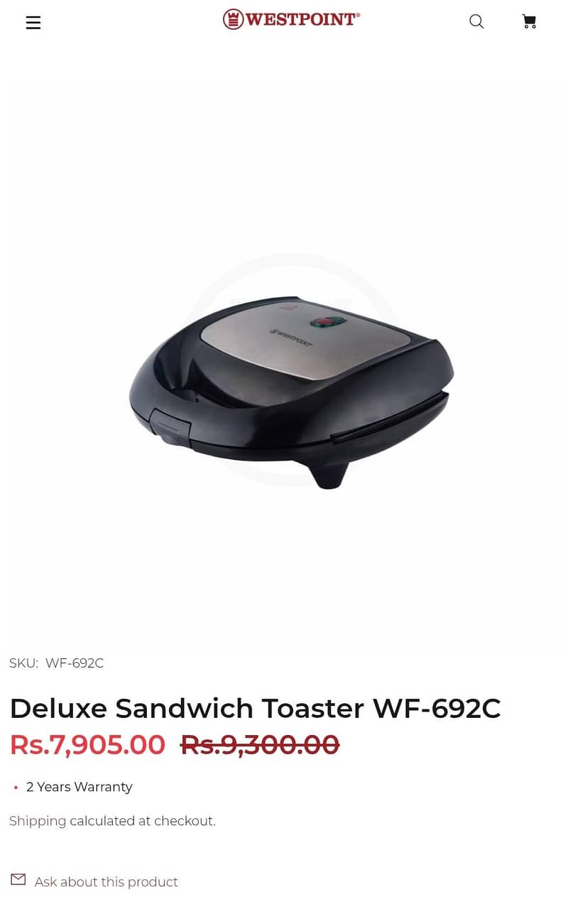 Westpoint Sandwich Maker 1