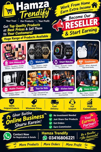 Free Online Earning from Home – Join Hamza Trendify Reseller Program