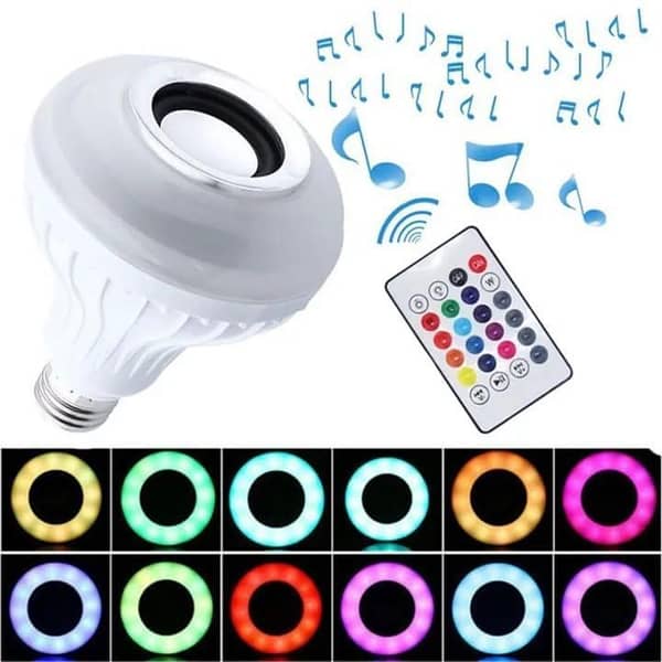 T   Wireless Bluetooth Speaker 12W RGB Bulb Lamp Smart Led Music Player Audio With Remote Control