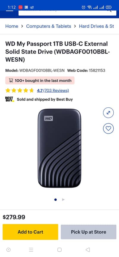WD My Passport 1TB Portable External SSD | USB-C