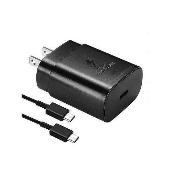 SAMSUNG 25w 2 Pin Fast Charging Adapter With Type C To Type C Cable By ALI's Electronics