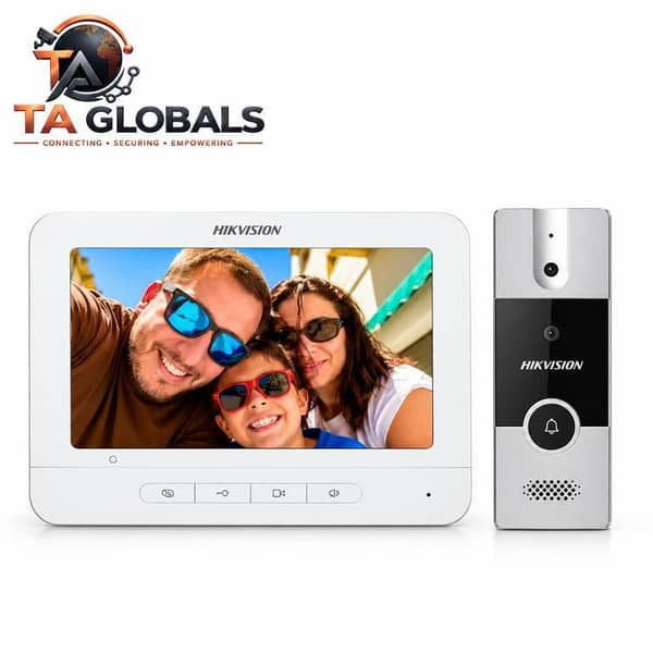 HIKVISION Video Intercom Video Door Phone Kit 7 Inch HD Display 4 Wire Intercom System Two Way Audio Home Office Security