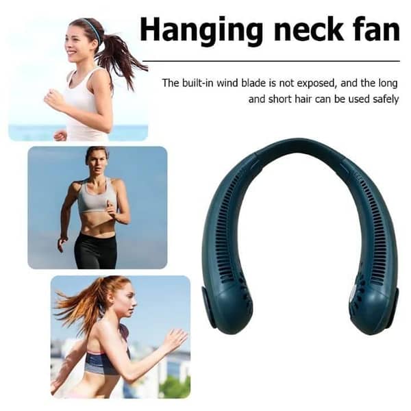 T  Mini portable usb rechargeable leafless hanging neck fan with 360 degree airflow