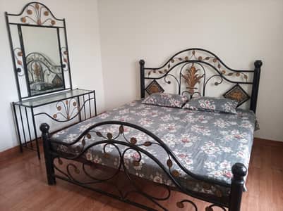 Beautiful Iron Double Bed with Matching Dressing Table Set