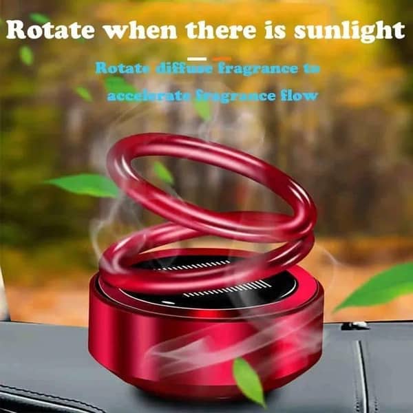 T  Solar Double Ring Rotating Suspension Car Perfume Air Freshener Aromatherapy Diffuser Air Purifier