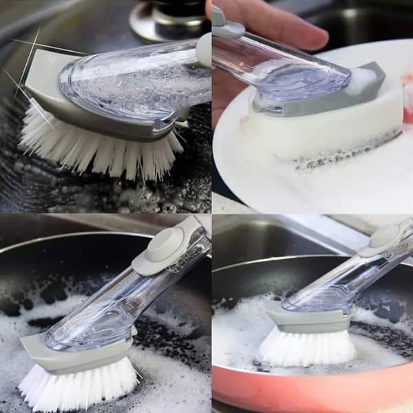 T  Handheld Cleaning Brush Kitchen Washing Tool With Sponge