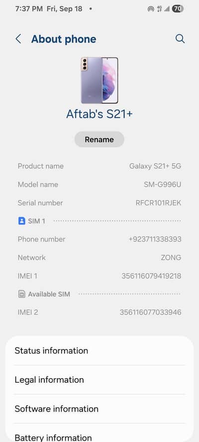 Samsung Mobile S21 Plus