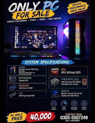 PC for sale 10/10 condition