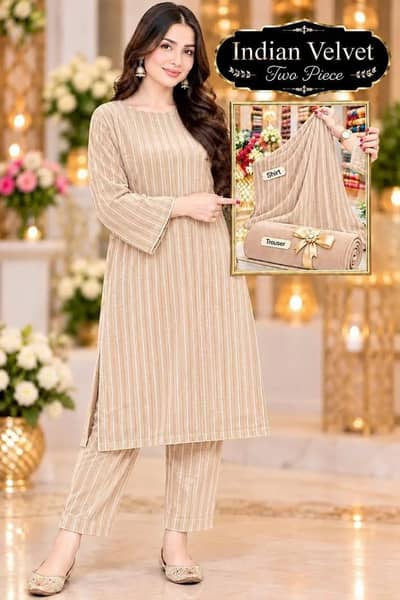 2 pcs woman unstitchad velvet suit