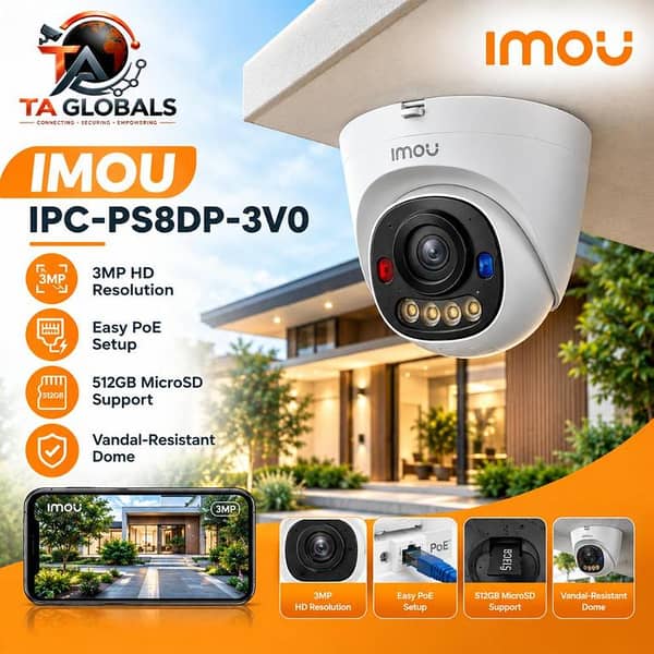 IMOU IPC-PS8DP-3V0 | IMOU CCTV Camera | 3MP HD Resolution | CCTV Security Camera | MicroSD Support | Easy PoE Setup | Vandal-Resistant Dome |