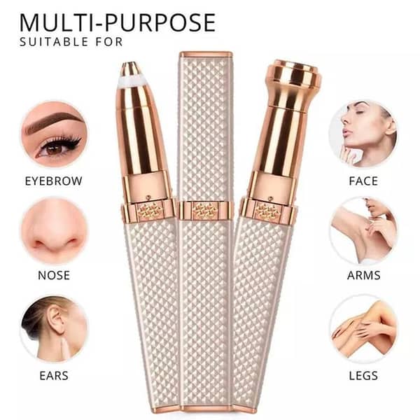 Flawless 2 in 1 Eyebrow Trimmer for Women - Facial Hair Removal Machine For Women - Face,Upper Lips,Cheek, Chin and Nose Hair Remover Epilator, USB RECHARGEABLE With Light (Diamond Trimmer)