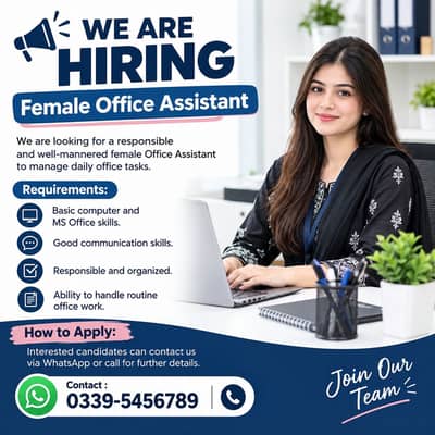 Female Office Assistant Required | Assistant Required | JobsJobs