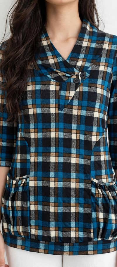 Blue Check Hoodie - Women Small - 9/10 - Warm