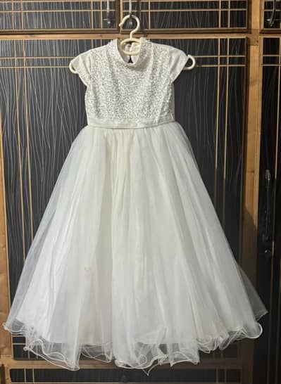 White Fancy Frock (Handwork) for 8 - 10 Years Old
