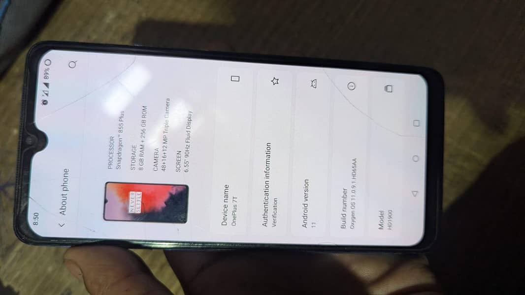 One Plus 7t 8/256 11