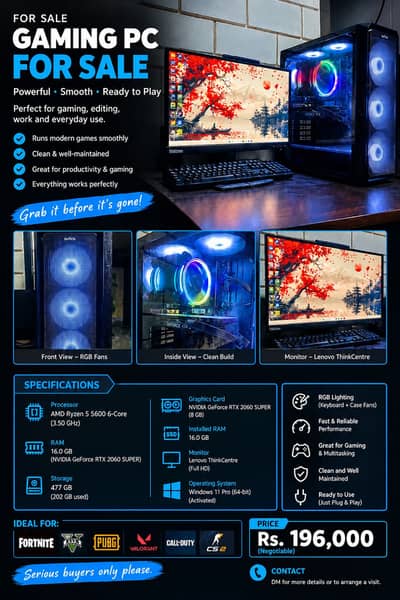 Gaming PC Ryzen 5 5600 | RTX 2060 SUPER 8GB | 16GB RAM