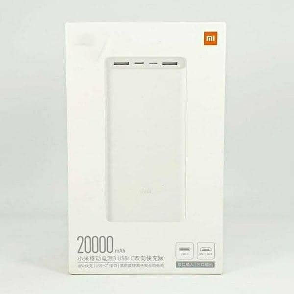 Original Xiaomi Mi Power Bank 20000mAh 111Wh Fast Charging Portable Charger - 3 Ports USB-C QC 3.0 Pass-Through Powerbank for iPhone Android & Laptops