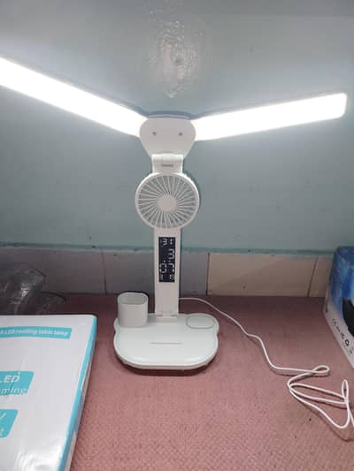 Digital clock lamp with light and fan