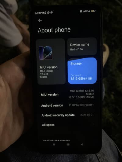 Redmi 10A 4/64 Pta Approved with box and orignel back sheet ~All ok