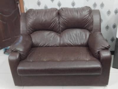 7 Seater Leatherette Sofa with  Cushions and Sofa Cover