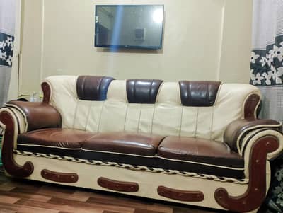 Living room leather sofa set