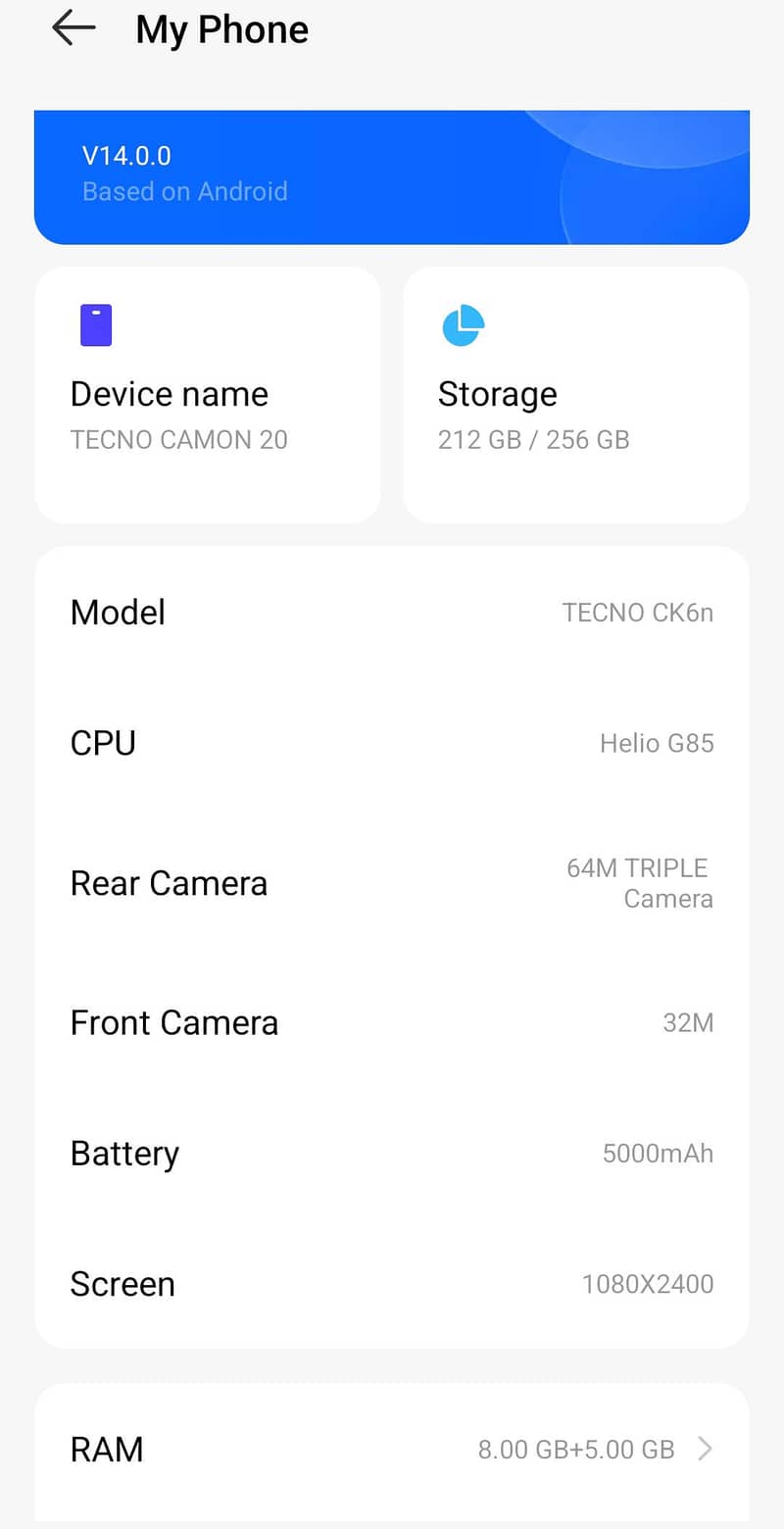 Tecno CAMON 20 7