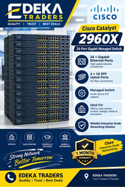 Cisco Catalyst 2960X 24 Port Gigabit Managed Network Switch MonthWarra
