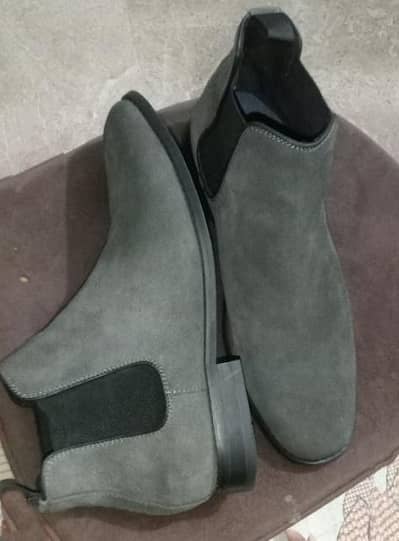 Grey Suede Chelsea Boots - Size 9 Description: