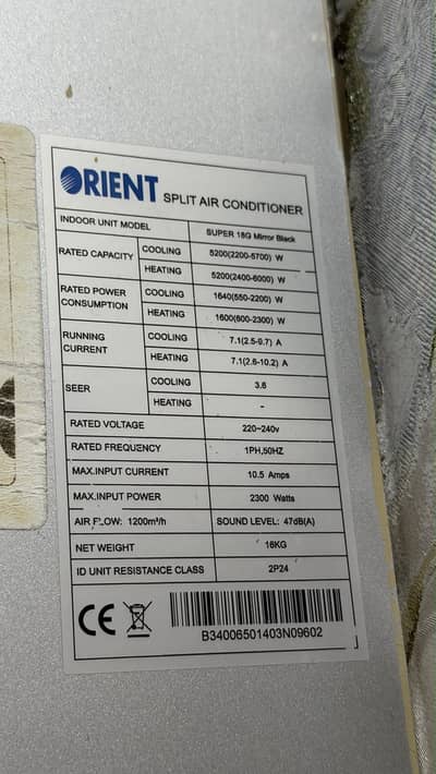 Orient 1.5 ton ac 100000