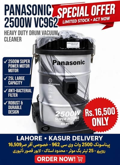 Panasonic Vacuum drum 25L (2 year warranty), suction and blower 2 in 1