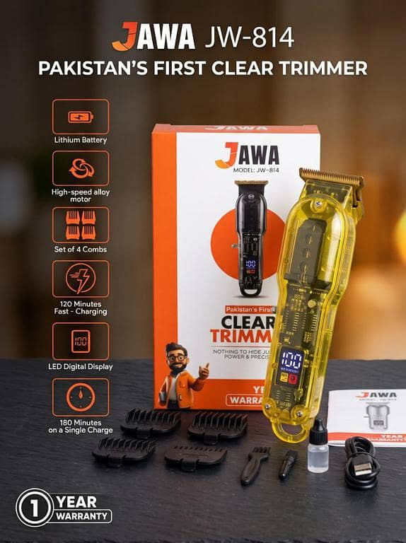 Jawa JW-814 Clear Trimmer | Pakistan's 1st Transparent Trimmer (Brand New)