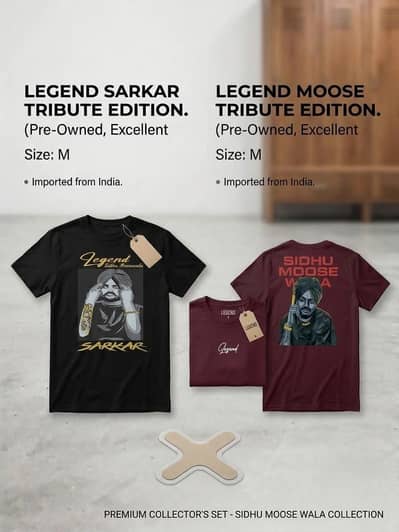 2 New Sidhu Moose Wala Graphic T-Shirts - Brand New